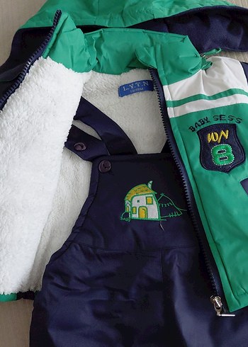 Koyu Yeşil Erkek Bebek Polar Kayak Tulumu - Görsel 7