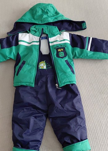 Koyu Yeşil Erkek Bebek Polar Kayak Tulumu - Görsel 5