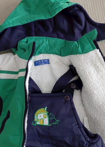 Koyu Yeşil Erkek Bebek Polar Kayak Tulumu - Görsel 4