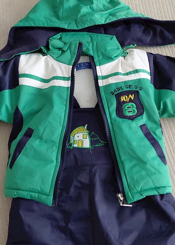 Koyu Yeşil Erkek Bebek Polar Kayak Tulumu - Görsel 6