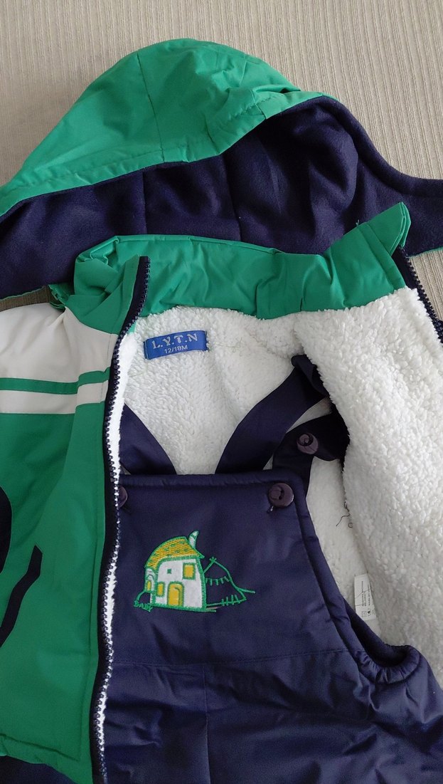 Koyu Yeşil Erkek Bebek Polar Kayak Tulumu - Görsel 4