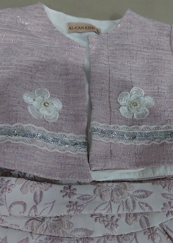 Dantel İşlemeli Pembe Kız Çocuk Elbise - Görsel 5