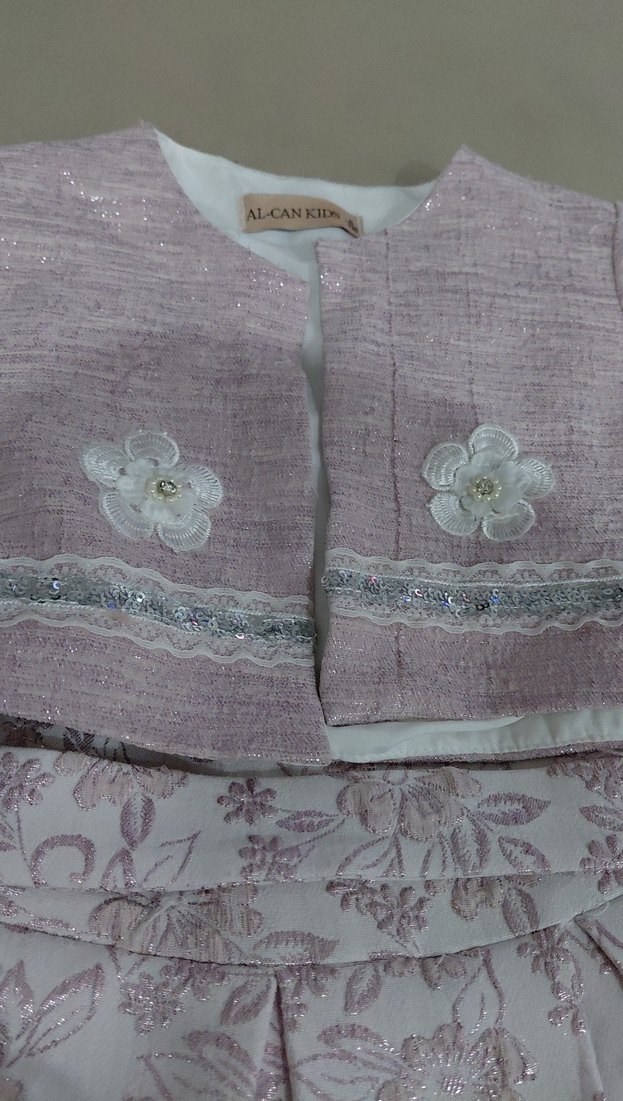 Dantel İşlemeli Pembe Kız Çocuk Elbise - Görsel 5