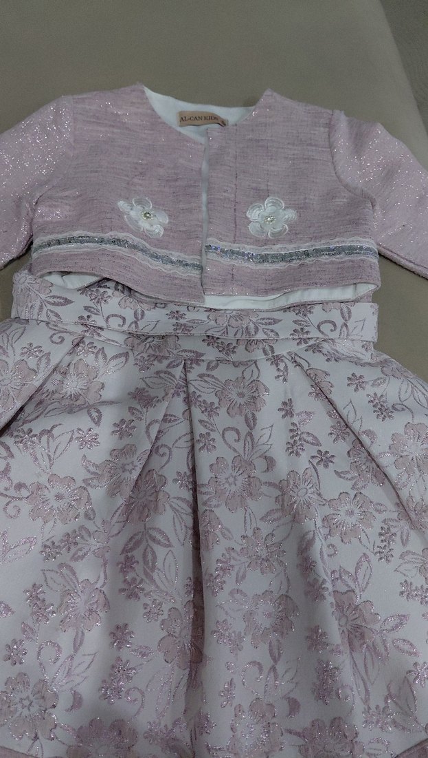 Dantel İşlemeli Pembe Kız Çocuk Elbise - Görsel 4