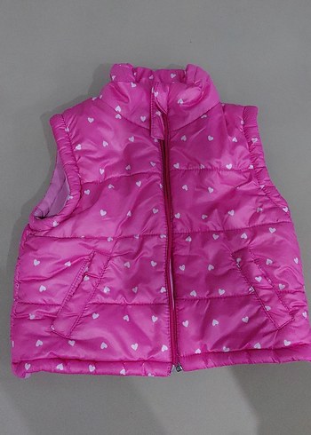 Kız Çocuk Pembe Fermuarlı Yelek - Görsel 3