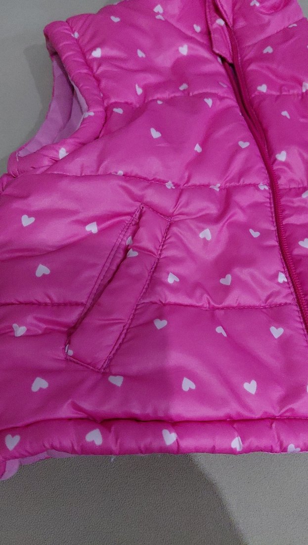 Kız Çocuk Pembe Fermuarlı Yelek - Görsel 2