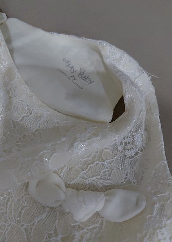 Kız Çocuk Beyaz Dantelli Kolsuz Elbise - Görsel 4