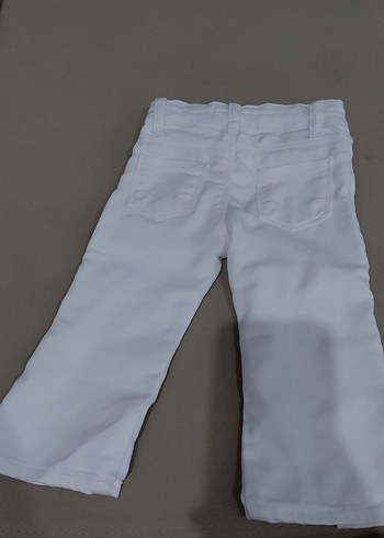 Kız Çocuk Beyaz Pileli Denim Pantolon - Görsel 4
