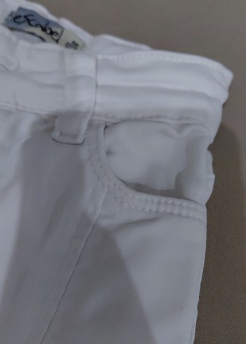 Kız Çocuk Beyaz Pileli Denim Pantolon - Görsel 3