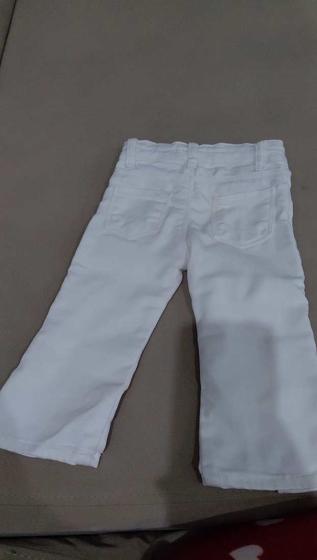 Kız Çocuk Beyaz Pileli Denim Pantolon - Görsel 4