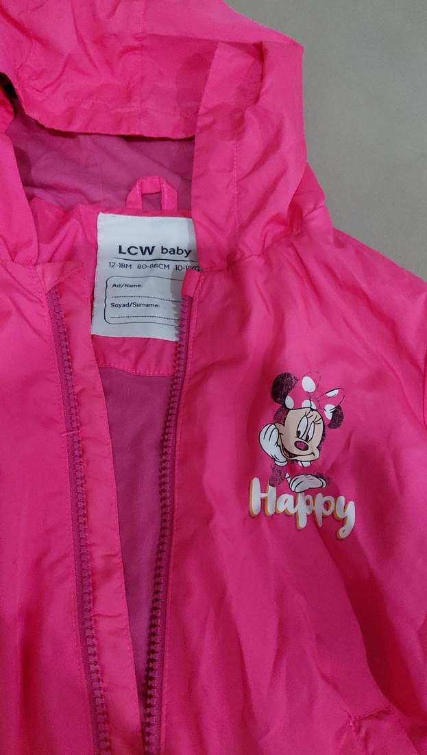 Kapüşonlu Renkli Baskılı Kız Yağmurluk - Görsel 2