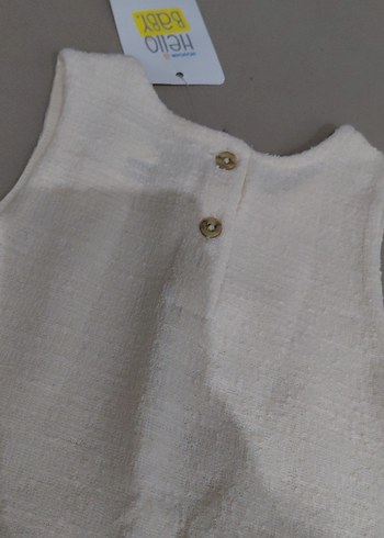 Kız Çocuk Düğmeli Kolsuz Beyaz Elbise - Görsel 5