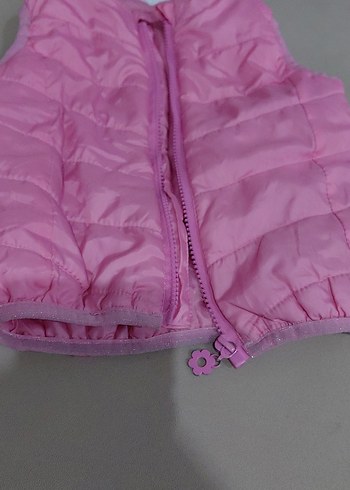 Kız Çocuk Pembe Fermuarlı Yelek - Görsel 2
