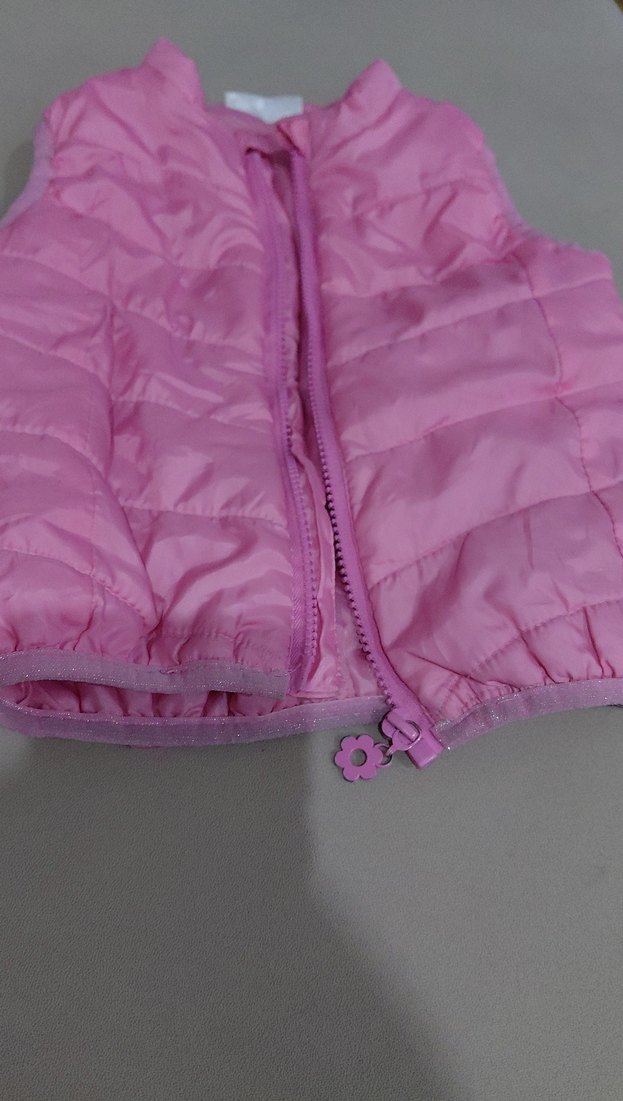 Kız Çocuk Pembe Fermuarlı Yelek - Görsel 2