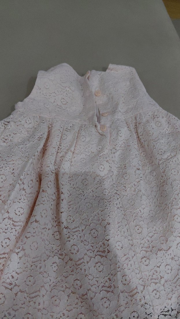Kız Çocuk Beyaz Dantelli Yazlık Elbise - Görsel 5