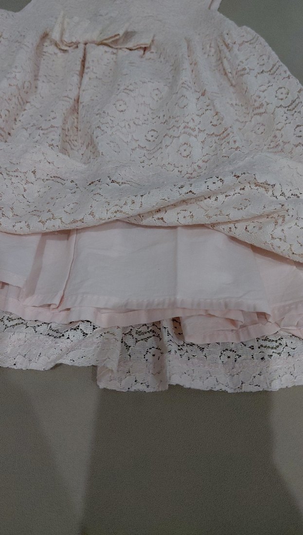 Kız Çocuk Beyaz Dantelli Yazlık Elbise - Görsel 3