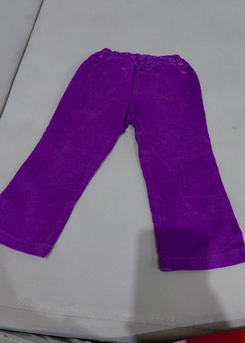 Mor Nakışlı Düğmeli Kız Pantolonu - Görsel 3