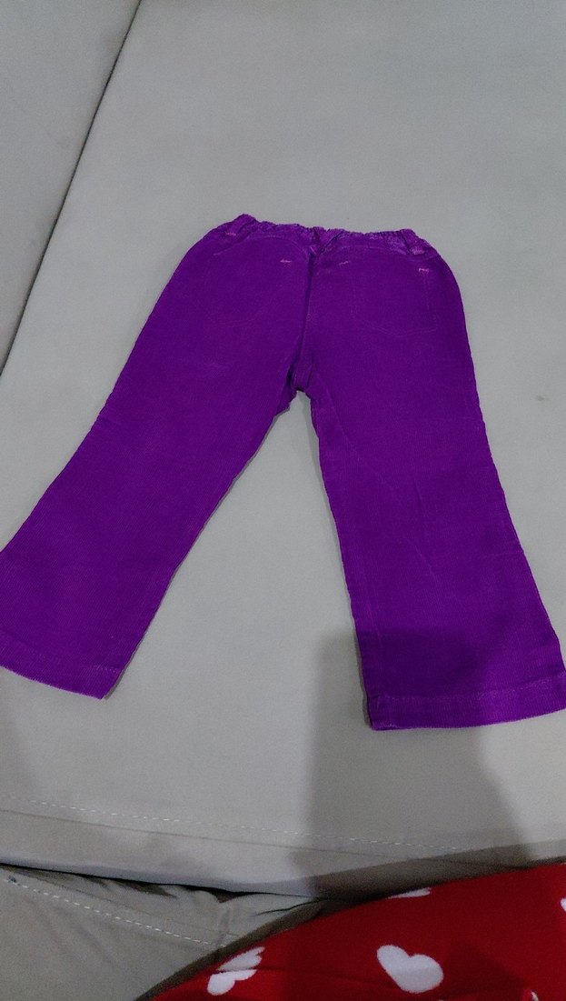 Mor Nakışlı Düğmeli Kız Pantolonu - Görsel 3