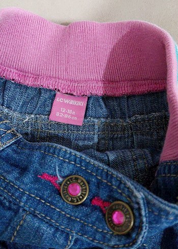 Nakışlı Renkli Fırfırlı Kız Kot Etek - Görsel 4