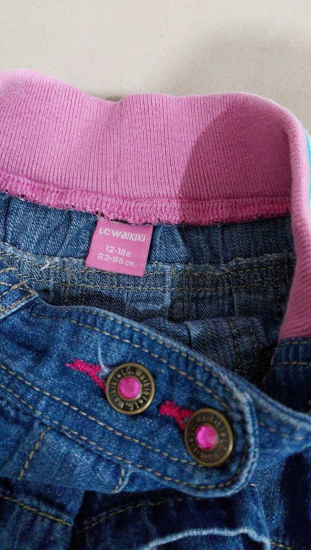 Nakışlı Renkli Fırfırlı Kız Kot Etek - Görsel 4