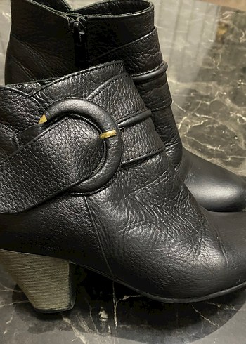 Kadın Siyah Deri Tokalı Biker Bot - Görsel 2