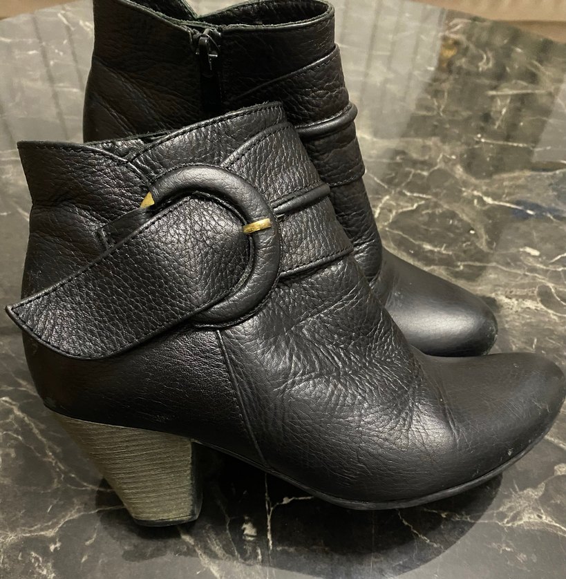 Kadın Siyah Deri Tokalı Biker Bot - Görsel 2