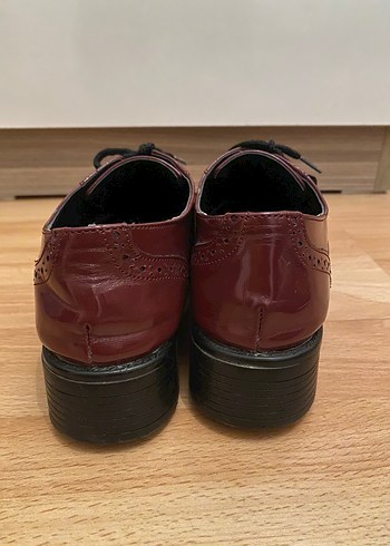Bordo Deri Klasik Kadın Ayakkabısı - Görsel 3