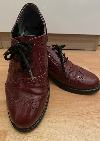 Bordo Deri Klasik Kadın Ayakkabısı - Görsel 2