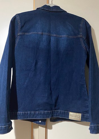 Düğmeli Lacivert Kadın Denim Ceket - Görsel 3