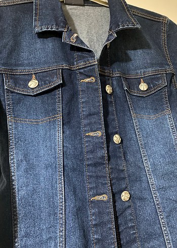 Düğmeli Lacivert Kadın Denim Ceket - Görsel 2