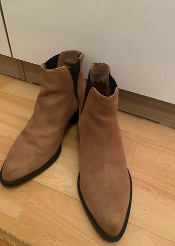 Kahverengi Süet Kadın Botları Blok Topuklu - Görsel 3