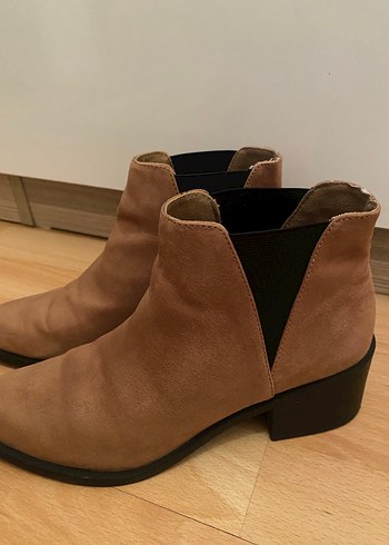 Kahverengi Süet Kadın Botları Blok Topuklu - Görsel 2