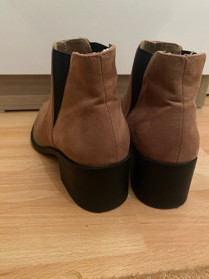 Kahverengi Süet Kadın Botları Blok Topuklu - Görsel 4