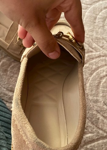 36,5 Beden camel Renk Bej Süet Tokalı Kadın Loafer