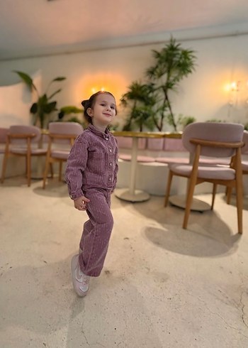 Kız Çocuk Pembe Düğmeli Eşofman Takımı - Görsel 2