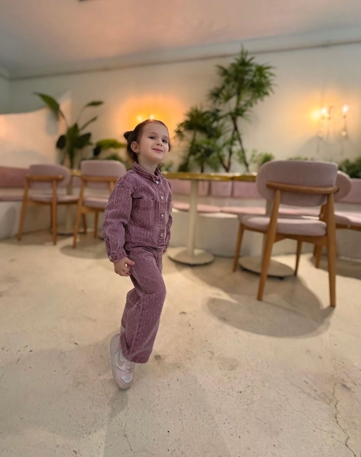 Kız Çocuk Pembe Düğmeli Eşofman Takımı - Görsel 2