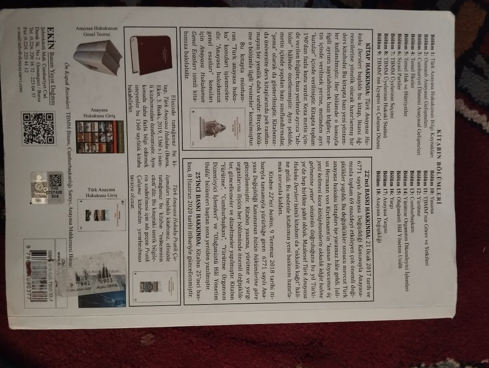 Türk Anayasa Hukuku Dersleri Kitabı - Görsel 2