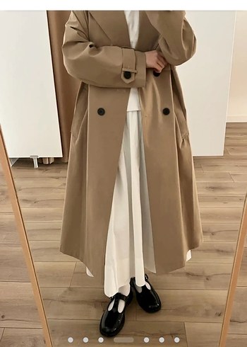 Diğer Bej Kadın Uzun Trench Coat