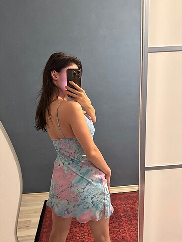 xs Beden mavi Renk Bershka Mini Astarlı Elbise