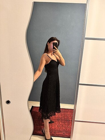 Diğer Dantelli Midi Elbise