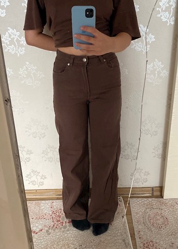 Kadın Kahverengi Süet bol kesim Fit Pantolon - Görsel 6