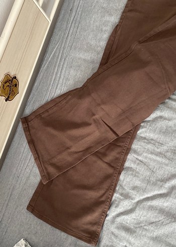 Kadın Kahverengi Süet bol kesim Fit Pantolon - Görsel 5