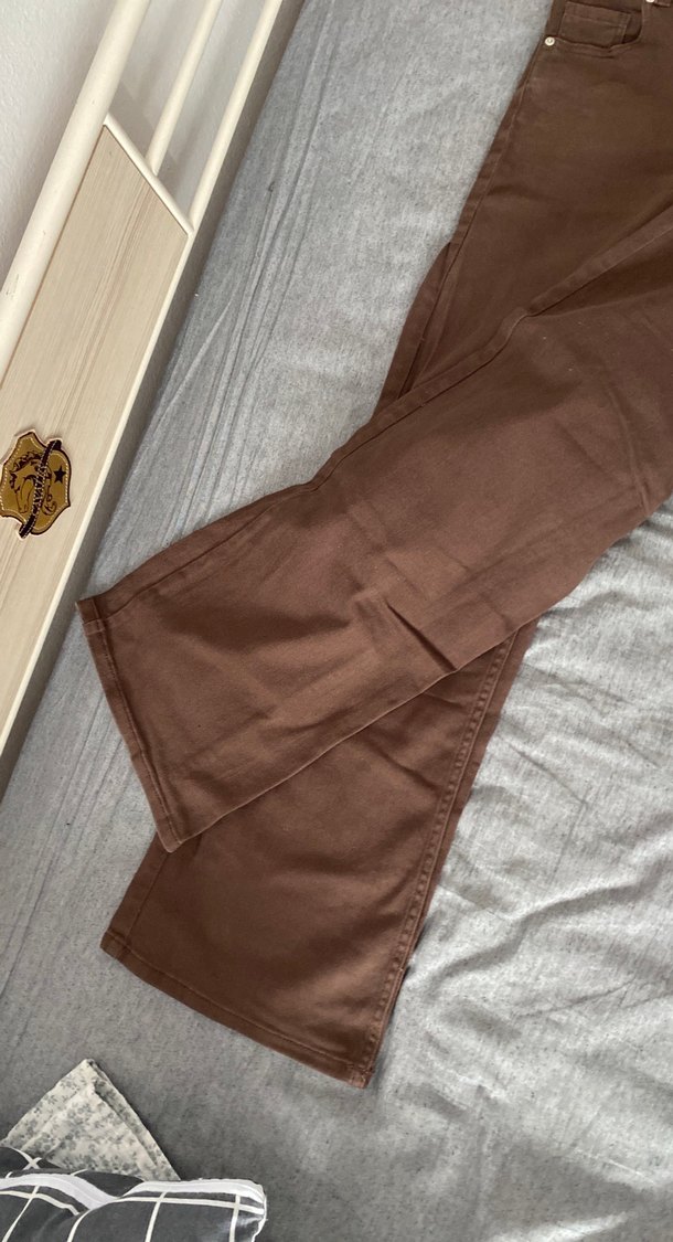 Kadın Kahverengi Süet bol kesim Fit Pantolon - Görsel 5