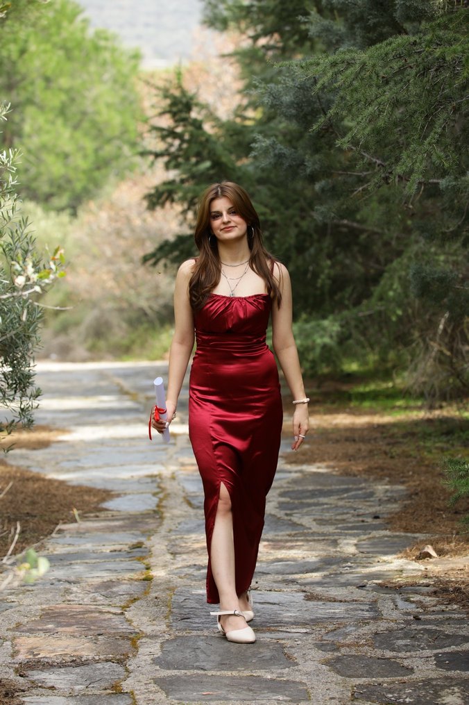 Bordo Parlak Uzun Abiye Elbise - Görsel 2