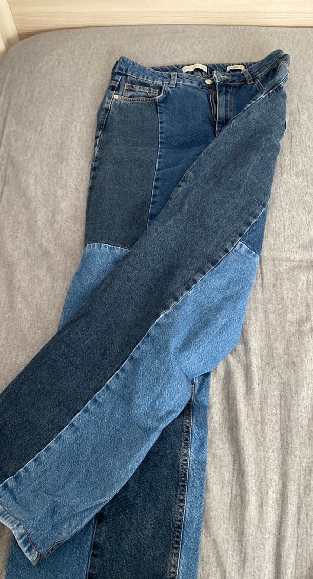 Kadın Mavi Gri Patchwork Kot Pantolon - Görsel 3