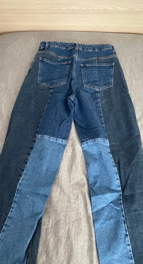 Kadın Mavi Gri Patchwork Kot Pantolon - Görsel 4