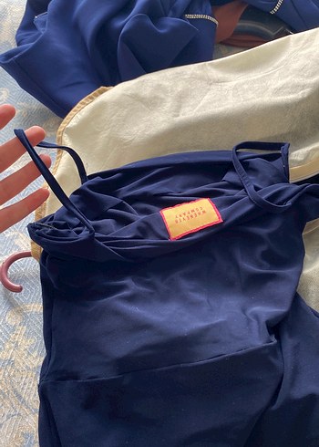 Lacivert Uzun Askılı Elbise - Görsel 5