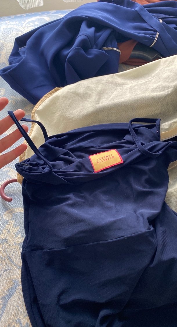 Lacivert Uzun Askılı Elbise - Görsel 5