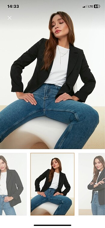 Trendyol & Milla TRENDYOLMİLLA koyu lacivert blazer ceket oversize
