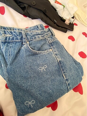 Trendyol & Milla TRENDYOLMİLLA fiyonk jean mavi kot pantolon bol paça